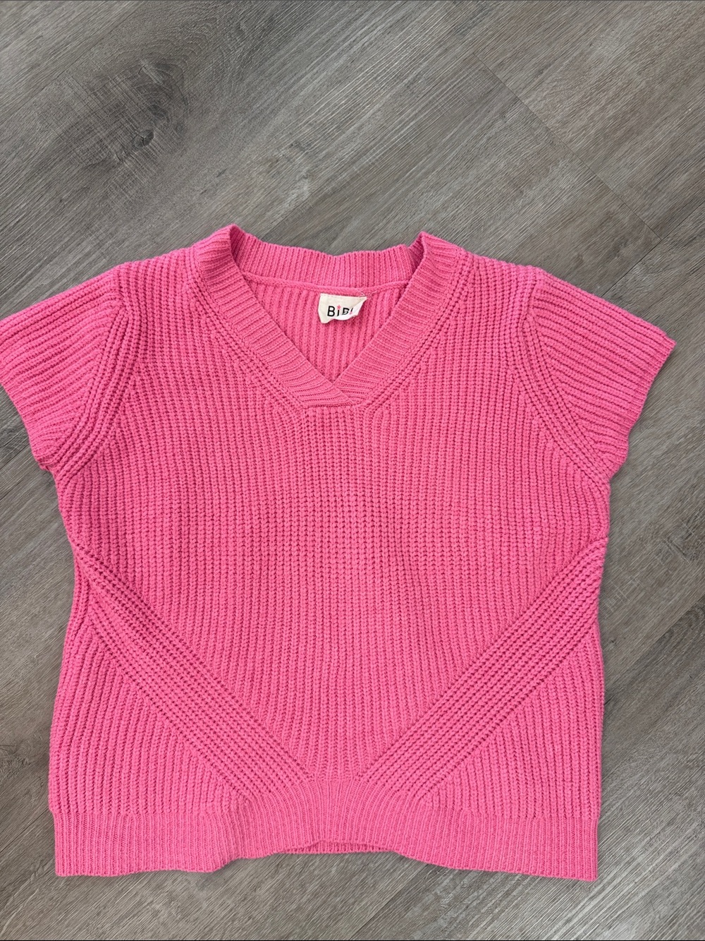 BiBi Open Knit Summer Sweater Medium Pink Lightweight